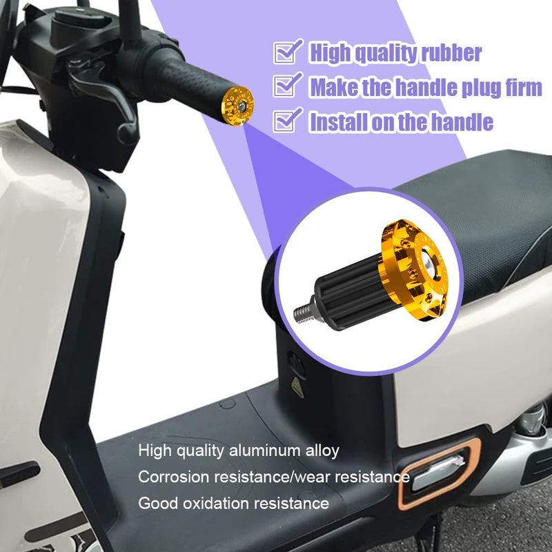 Lecctso 2PCS Universal Motorcycle Bar End Plug, Aluminum Alloy Handlebar Grip End Caps, 7/8" 22mm Moto Grips Ends Replacement for Kawasaki, Suzuki, Yamaha, Ducati (Gold) - Image 4